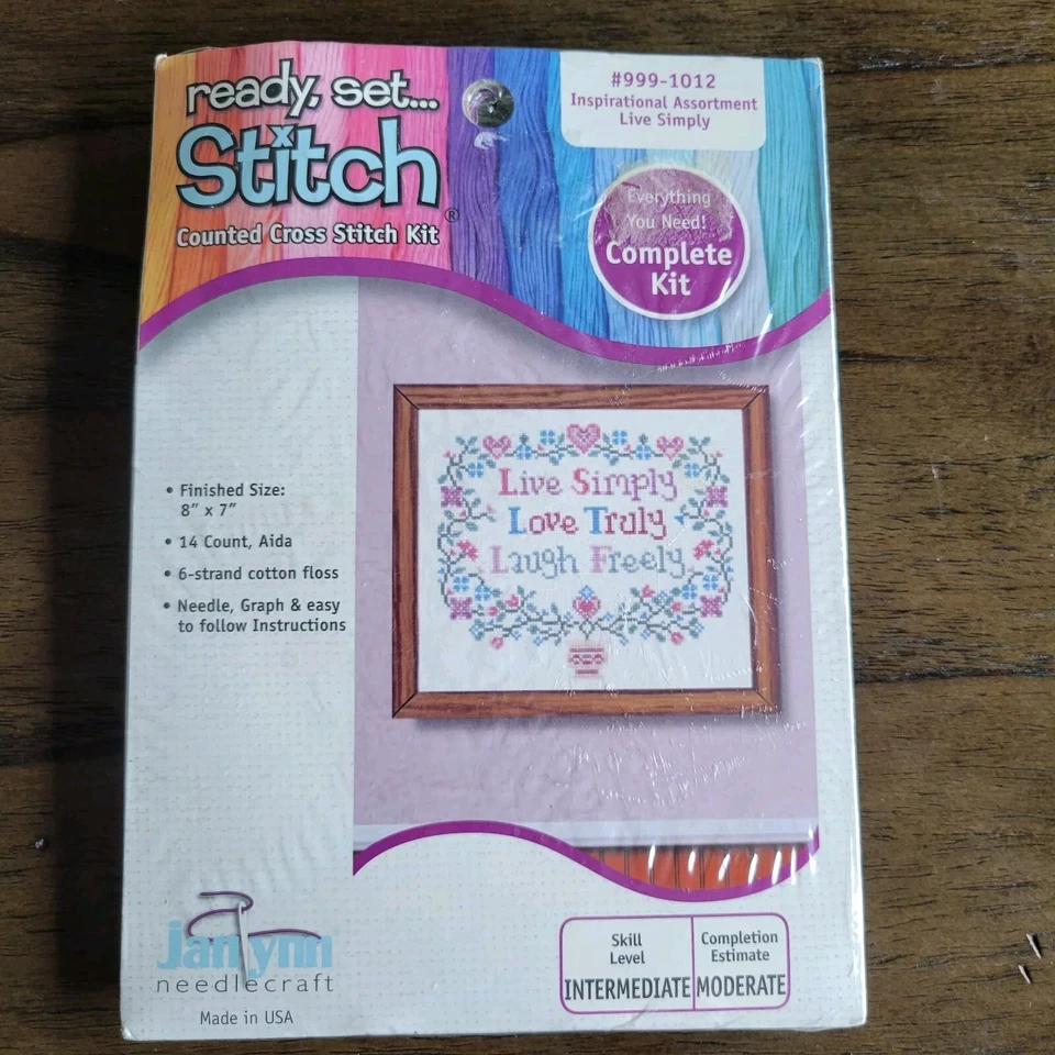 Live Simply Counted Cross Stitch Kit by Janlynn #999-1012 Live Simply
