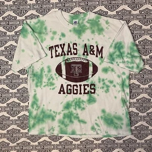 Vintage Russell Athletic Texas A&M Aggies Football Shirt Tie Dye Green Men’s XL - Picture 1 of 9