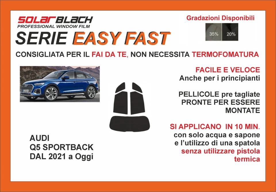 pellicole oscuranti vetri pre-tagliata Audi Q5 Sportback 21-  kit post EASY FAST - Imagen 1 de 1