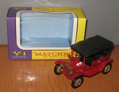 Matchbox Yesteryear Y1 Model T Ford Auto rot mit schwarzer strukturierter Haube Ausgabe 6 - Bild 1 von 4