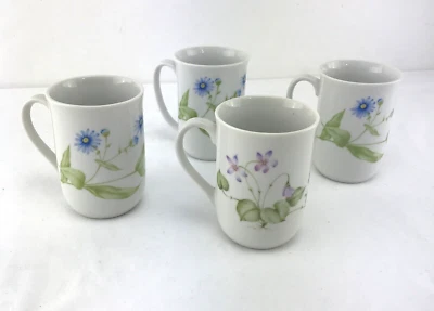 Tazas de café vintage de porcelana botánica floral de jardín - Juego de 4 - Usadas en excelente estado Foto 1 de 4