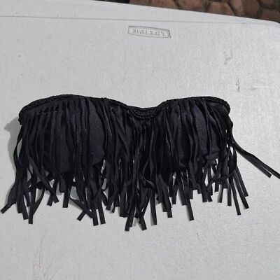 RUSTY Talla 10 Negro Flecos Boho Bandeau Bikini Parte Superior Inferior Natación Inalámbrico  Foto 1 de 4