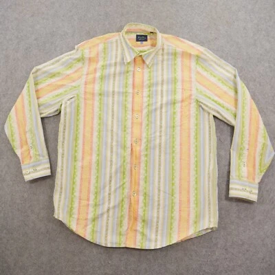 Indigo Palms Shirt Mens Large Yellow Green Long Sleeve Striped Floral Casual - Image 1 of 4
