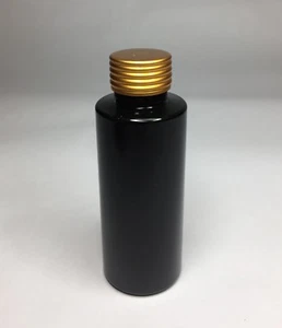 30ml PET Plastic Black Cylindrical Bottle & Gold Grooved Screw On Cap ANY AMOUNT - Picture 1 of 1