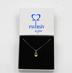 Citrin Geburtsstein November oval Anhänger mit Kette Sterlingsilber925 Geschenk - Bild 1 von 9