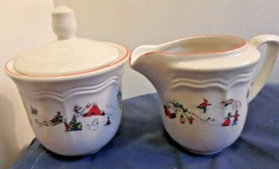 Tapa de azúcar crema de Navidad blanca, Farberware Babanovsky #391, 1995 Foto 1 de 4