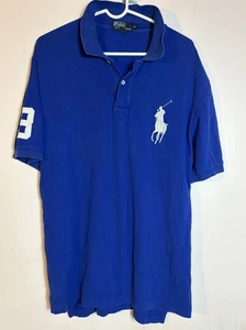 Vintage Y2K Polo Ralph Lauren XL Blau Poloshirt Großes Logo Baumwolle - Bild 1 von 5