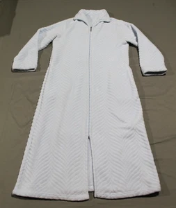 Miss Elaine Damen langer Fleece Morgenmantel durchgehender Reißverschluss Taschen flauschig hellblau Medium - Bild 1 von 9