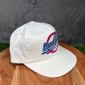 Cappello Berretto Vintage Bud Dry Draft Bianco Snapback Made in USA Regolabile Adulto Uomo - Foto 1 di 7