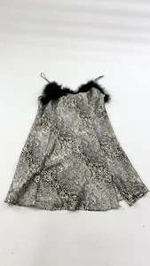 Intimate Affair Dress Womens Large Animal Print Satin Feather Trim Lingerie Slip - Picture 1 of 9