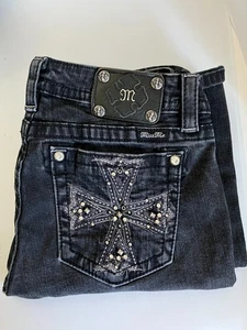 Miss Me Black Signature Boot Jeans 31" X 33" Cotton Denim - Picture 1 of 10