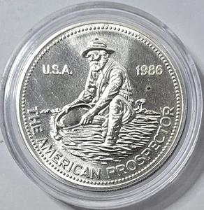 Águila Engelhard Prospector 1986 1 oz plata .999 redonda BU en una cápsula - Imagen 1 de 2