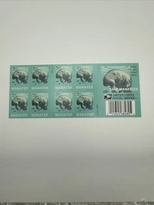 US (2024) Manatees Booklet Pane of 20 Forever Stamps-- Scott# 5851 (MNH) - Picture 1 of 2