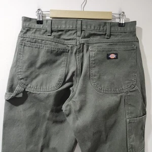 Vintage Dickies Carpenter Pants Green Canvas Workwear Skater Punk Grunge 34x32 - Picture 1 of 7
