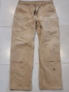Vtg Carhartt B01 Double Front Knee Pants Faded Brown 34x32 Made in USA READ!!!! - Picture 1 of 14