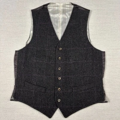 Vtg Polo Ralph Lauren Waistcoat Tweed Alpaca Wool Blend Purple Stripe Mens 42 - Image 1 of 4