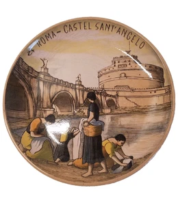 Roma-Castel Sant'Angelo piatto 7,5 pollici ceramica dipinta souvenir Vasari 3374 - Foto 1 di 5