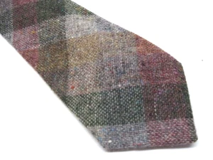 Magee Donegal Tweed-Wollkrawatte hergestellt in Irland grün braun rot kariert 3,25 Zoll - Bild 1 von 10