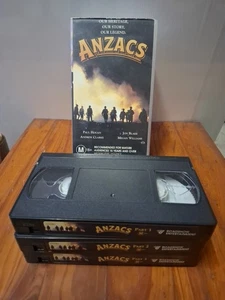 Anzacs Vhs Videos 1985 Australian Mini Series Box Set with Paul Hogan Jon Blake  - Picture 1 of 11