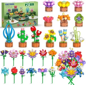 24 Pack Flowers Party Favors for Kids Building Set - 827PCS Succulents 3.6MM... - Picture 1 of 9