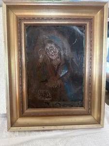 Antike MADONNA gerahmte KIRCHENKUNST AUS ALTMEXIKO nach dem Tod Jesu TRAUER - Bild 1 von 5