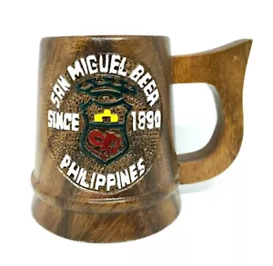 Wooden Mug San Miguel Beer Philippines Since 1890 Stein Wooden Vintage - Picture 1 of 7