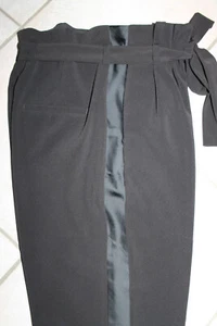 schicke festliche Hose schwarz Gr. 42 mit Satinstreifen Paperbagform H&M - Bild 1 von 7
