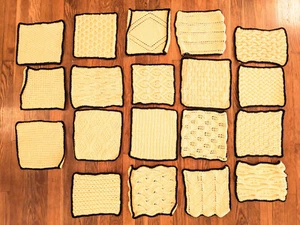 Lote 19 Cuadrados Abuela Muestra Diferentes Crochet Amarillo Negro - Imagen 1 de 16