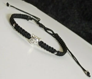 Black Bracelet Cat Pet Jewelry Women Men Yarn Cord Accessories Charms Gifts - Picture 1 of 5