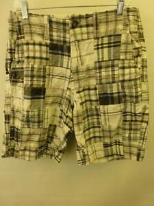 AMERICAN EAGLE AEO black plaid madras patchwork golf prep shorts bermuda mens 30