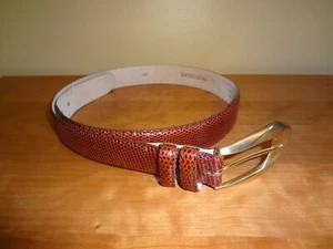 Cintura Uomo De Vecchi Colore Cognac Lucertola Vera Pelle Taglia L Made in Italy - Foto 1 di 8