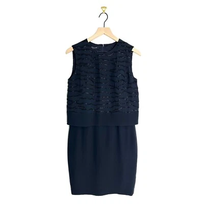 Vestido Vaina Lafayette 148 New York Sin Mangas Cuentas Seda Azul Talla 2 Nuevo con Etiquetas Foto 1 de 4