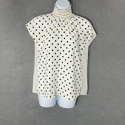 Top Akris Punto Mujer 4 Lunares de Seda Marfil Calado Escote Alto Femenino Foto 1 de 4