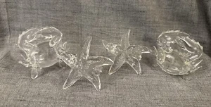 Pottery Barn Under the Sea Glass Starfish Crab Napkin Rings Set /4 READ DESC HTF - Picture 1 of 11