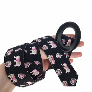 Vera Bradley Belt Womens Adjustable Elephant Black/Pink Wooden Buckle Preppy - Picture 1 of 7