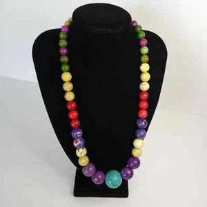 Statement Necklace Multicolor Women's Jewelry Natural Stone Boho Southwestern - Picture 1 of 6