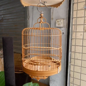 52 Branch China Oriental Round Shape Bamboo Wood Birdcage Display 8899 - Picture 1 of 9