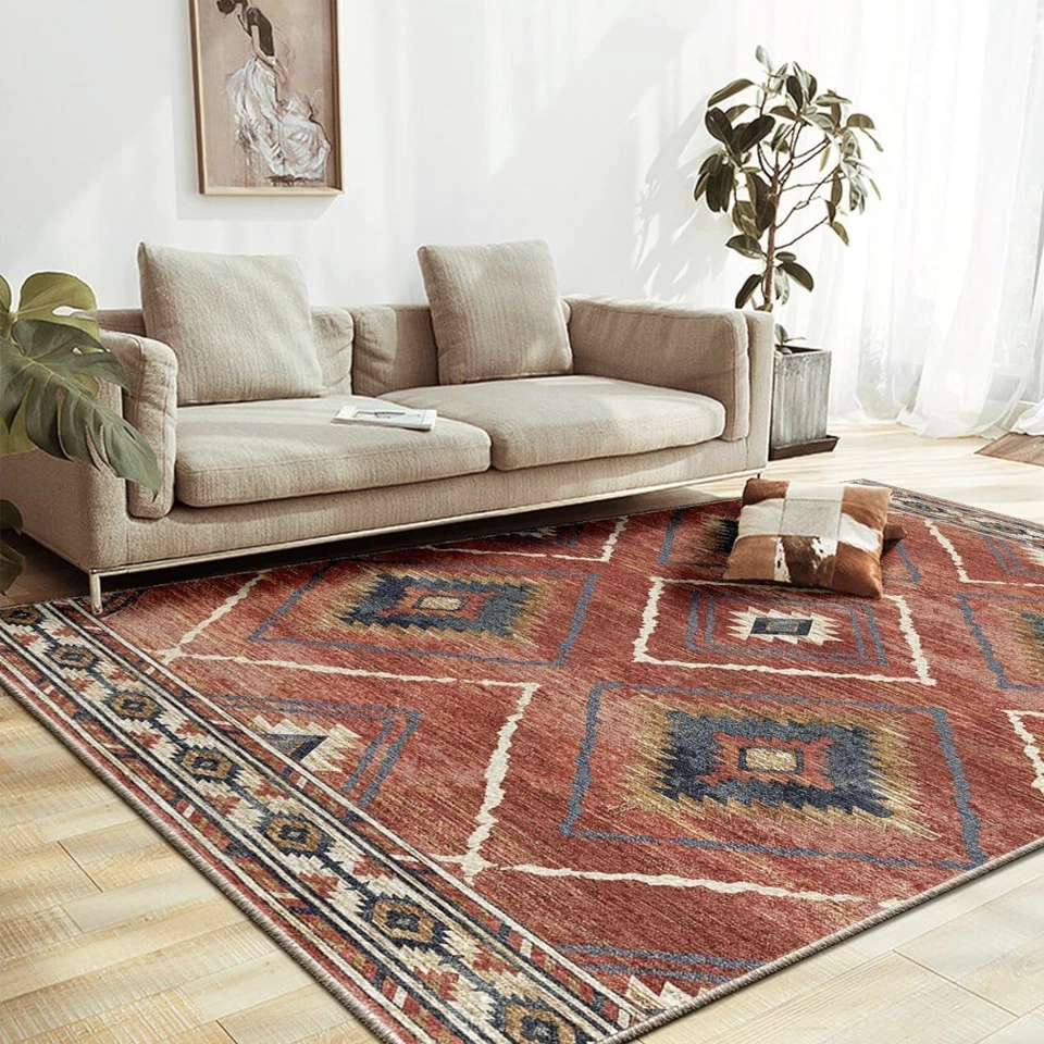 NUEVA Alfombra West Elm Roja Marroquí Boho Tribal Lavable Pila Baja Alfombra 8' x 10' Foto 1 de 4