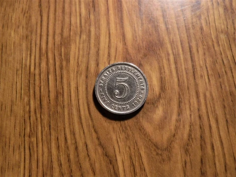MALAYSIA STRAITS SETTLEMENTS 5 CENTS 1920 COIN (309GS) Cover