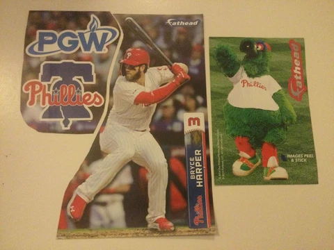 PHILLIES~ Bryce Harper & Phillie Phanatic MINI FATHEAD 8" & 12" LOGO/PGW SGA Cover