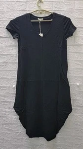 New Z SUPPLY Short Sleeve Reverie V Neck Dress Black Size Medium - Picture 1 of 5