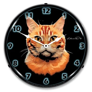 Orange American Shorthair Cat, Lighted Backlit LED Wall Clock Free Shipping - Picture 1 of 5