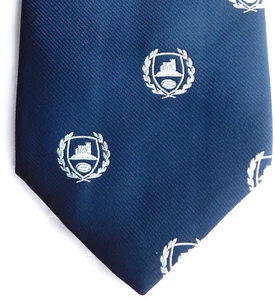 Rugby club tie Navy blue with white emblem Castle football laurel wreath - Picture 1 of 3