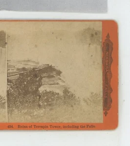 Ruinen des Terrapin Tower einschließlich Falls Niagara CW Woodward Stereoview um 1870 - Bild 1 von 2