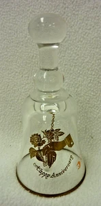SCHMID CRYSTAL HAPPY ANNIVERSARY BELL GOLD TRIM AND LOGO - Picture 1 of 5