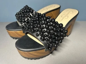 Sandalias Jessica Simpson Plataforma Perla Negra Estilo Telina Talla 9 - Imagen 1 de 6