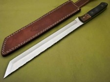 CUSTOM HANDMADE D2 STEEL HUNTING SWORD/BEAUTIFUL LEATHER SHEATH/CAMELBONE HANDLE