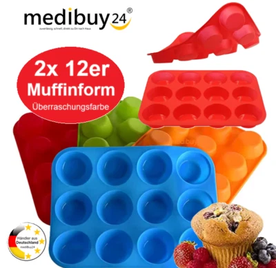 24 Muffin Backform Muffinform Cup Cake Kuchen Silikonform 2x12er Set BPA Frei - Bild 1 von 4