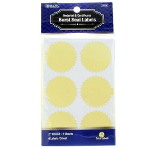BAZIC Gold Foil Notarial & Certificate Burst Seal Labels, 2" Round (3807) - Picture 1 of 4