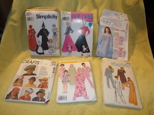 Sewing Pattern Mixed Lot of 6 - Pajamas, Costumes, Hats for Ladies, Girls - Picture 1 of 7